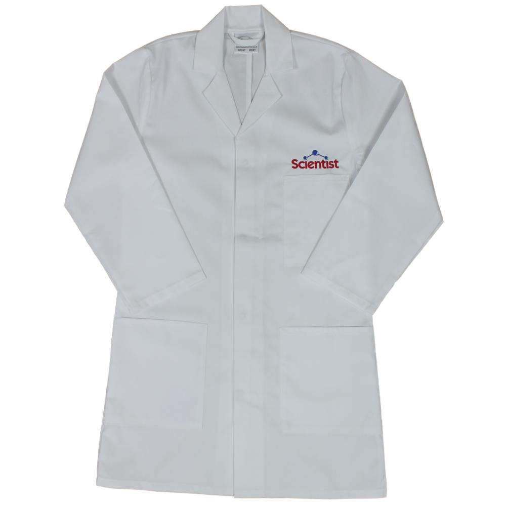 Kids White Embroidered "Scientist" Lab Coat
