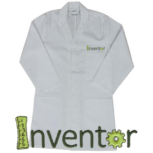 Kids White Embroidered "Inventor" Lab Coat