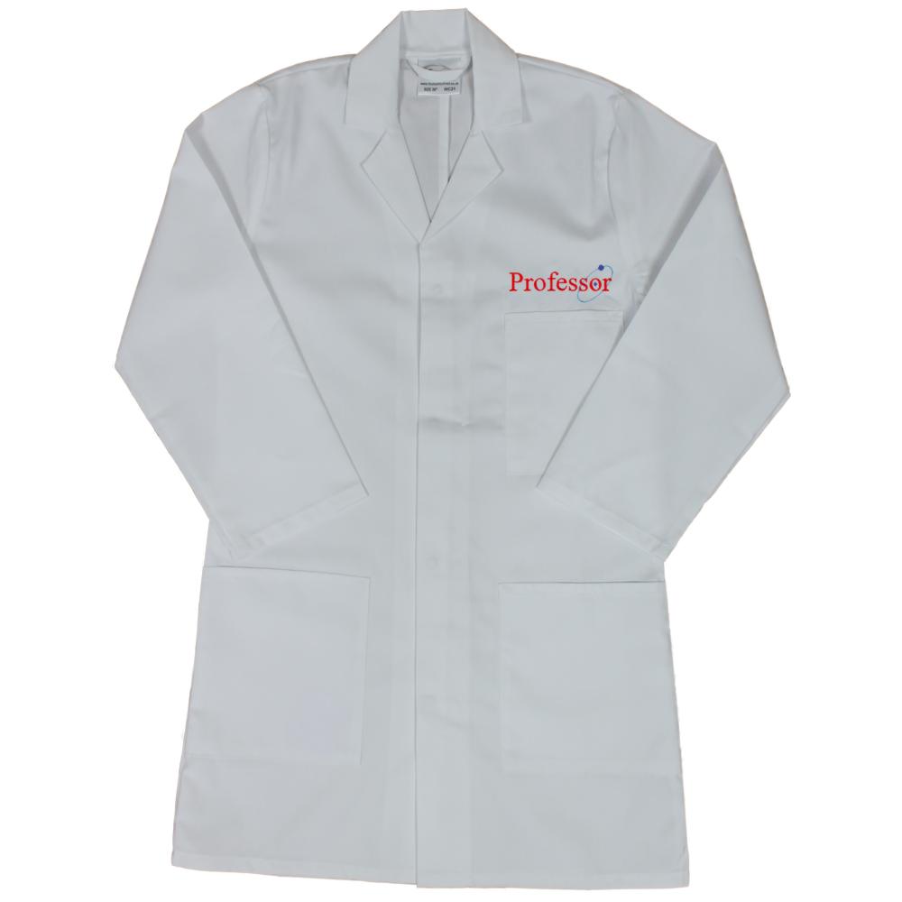 Kids White Embroidered "Professor" Lab Coat