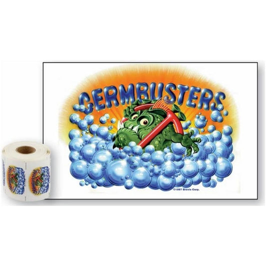Germbusters Handwashing Reward Stickers – Pack of 50 – 66 x 38mm Hygiene Stickers