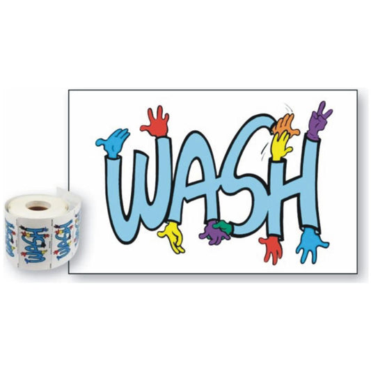 Wash Your Hands Hygiene Stickers – Pack of 50 – 66 x 38mm Handwashing Reminder Labels
