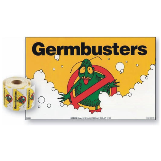 Germbusters Handwashing Reward Stickers – Pack of 50 – 66 x 38mm Hygiene Stickers
